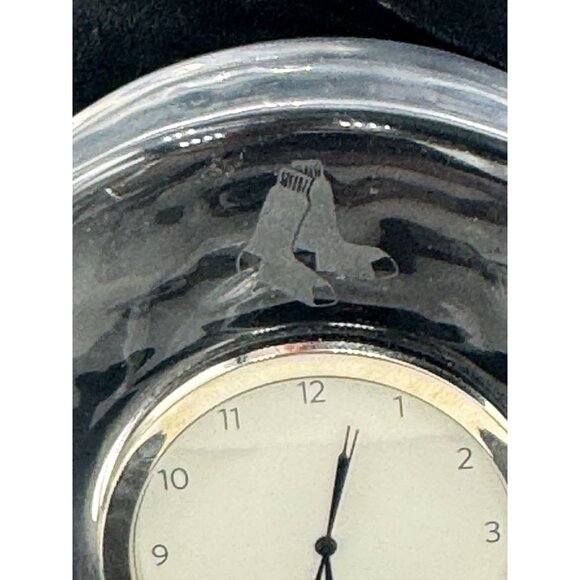 Simon Pearce Crystal Desk Clock with Boston Red Sox Logo Works - Picture 2 of 9